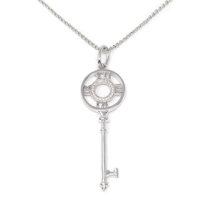 Roman Number Key Pendant Neck Rhodium Pl - Mimmic Fashion Jewelry