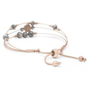 RGold Adjustable 3 Row Bead Bracelet Grey - Mimmic Fashion Jewelry