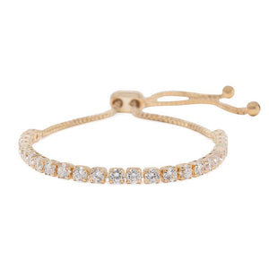 Rose Gold Plated Square CZ Slide Gradient Tennis Bracelet - Mimmic Fashion Jewelry