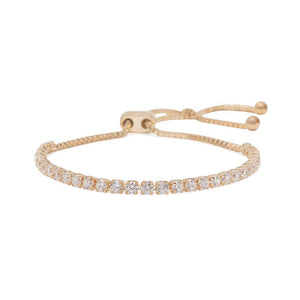RoseGold Pl Tiny Square CZ Slide Gradient Tennis Bracelet - Mimmic Fashion Jewelry