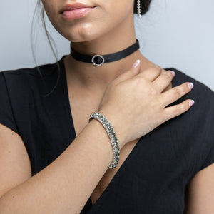 Round Black Crystal Bracelet - Mimmic Fashion Jewelry