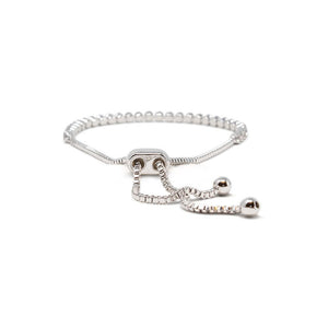 Round CZ Slide Tennis Bracelet Rhodium Pl - Mimmic Fashion Jewelry