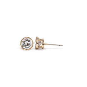 Round CZ Stud Earrings Gold Plated - Mimmic Fashion Jewelry