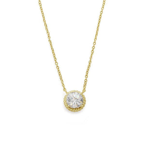 Round CZ Gold Plated Pendant - Mimmic Fashion Jewelry