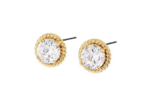 Round CZ GoldPlated Stud Earrings - Mimmic Fashion Jewelry