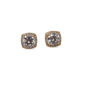Rounded/Square Pave Cubic Zirconia Stud Earrings - Mimmic Fashion Jewelry