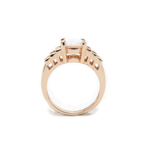 SemiPrecious Opal Stone Ring Rose G Tone - Mimmic Fashion Jewelry