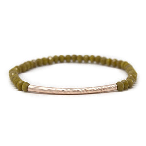 Set of 6 Gn Bead Stretch Bracelet 3 Tone - Mimmic Fashion Jewelry