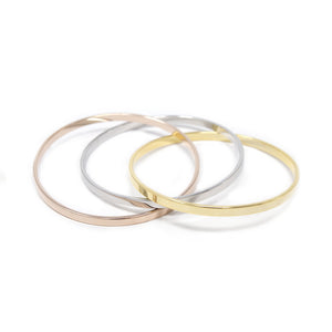 Set of Three Interlocked Plain Bangle 3 Tone - Mimmic Fashion Jewelry