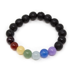 Seven Chakras Diffuser Kids Bracelet Lava Stone Medium - Mimmic Fashion Jewelry