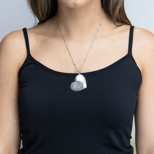 Silver Fingerprint Heart Pendant Neck - Mimmic Fashion Jewelry