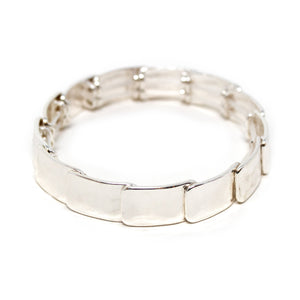 Silver Tone Square Stretch Bracelet - Mimmic Fashion Jewelry