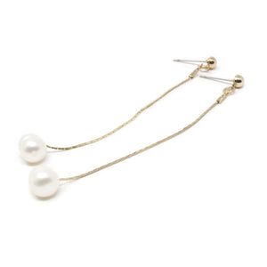 Single Pearl Drop Earrings Gold Plated - Mimmic Fashion Jewelry