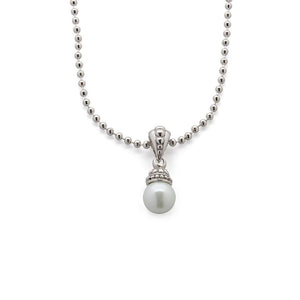 Single Pearl Pendant Necklace Rhodium Pl - Mimmic Fashion Jewelry