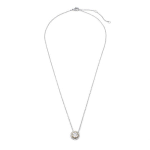 Slide Circle CZ Pave Edge Necklace Rhodium Pl - Mimmic Fashion Jewelry