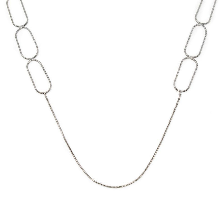 Snake Chain Loop Necklace Rhodium Plated - Mimmic Fashion Jewelry