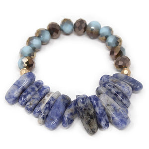 Sodalite Semi Precious Stone Stretch Bracelet - Mimmic Fashion Jewelry