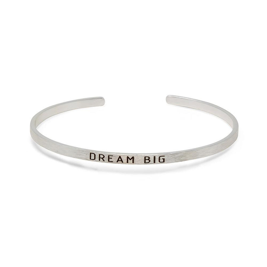 Stacka Brushed Brass Bangle DREAM B 3MM Rhodium Plated - Mimmic Fashion Jewelry