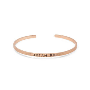Stacka Brushed Brass Bangle DREAM B 3MM Rose Gold Plated - Mimmic Fashion Jewelry