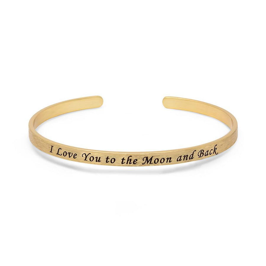 Stacka Brushed Brass Bangle I LOVE YOU 4MM Gold Plated - Mimmic Fashion Jewelry