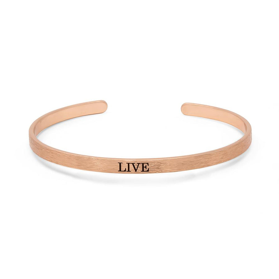 Stacka Brushed Brass Bangle LIVE 4MM Rose Gold Plated - Mimmic Fashion Jewelry