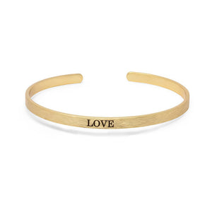 Stacka Brushed Brass Bangle LOVE 4MM Gold Plated - Mimmic Fashion Jewelry