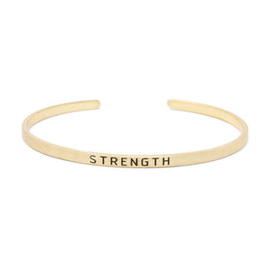 Stacka Brushed Brass Bangle STRENGHT 3mm GldPl - Mimmic Fashion Jewelry