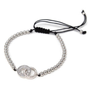 Stainless St CZ Interlock Circle Bracelet - Mimmic Fashion Jewelry
