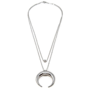 Stainless St Crystal Horn Layered Neck - Mimmic Fashion Jewelry