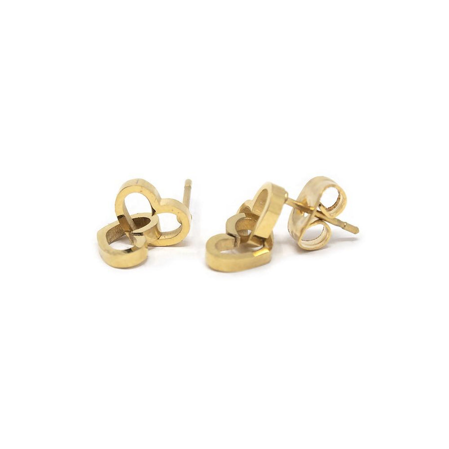 Stainless St Hearts Earrings Gold Pl - Mimmic Fashion Jewelry