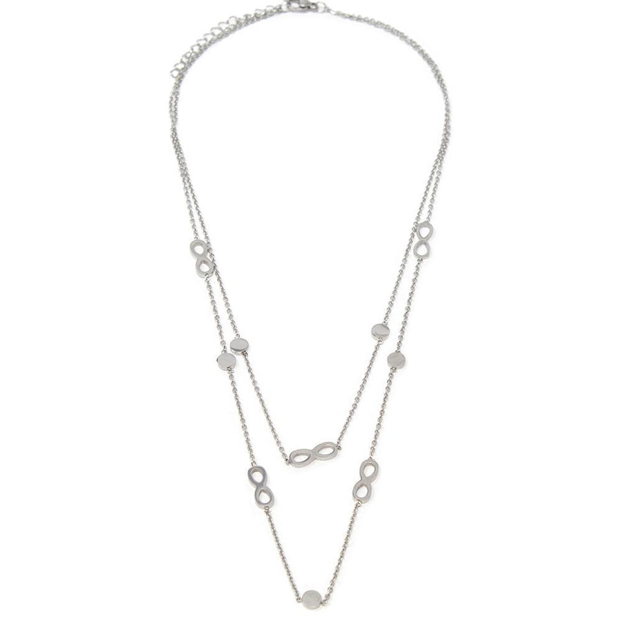 Stainless St Infinity/Disc Layered Neck - Mimmic Fashion Jewelry