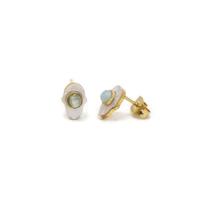 Stainless St MOP Hamsa Hand Stud Earrings - Mimmic Fashion Jewelry