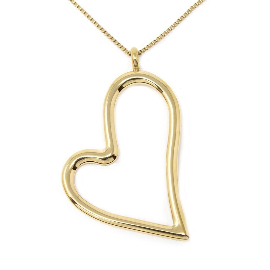 Stainless St Open Heart Long Neck Gold Pl - Mimmic Fashion Jewelry