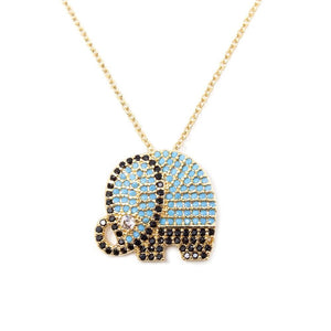 Stainless St Pave Elephant Necklace Gold Pl - Mimmic Fashion Jewelry