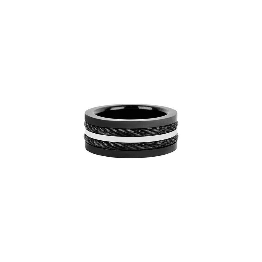Stainless St. Black IP cable Ring - Mimmic Fashion Jewelry
