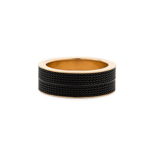 Stainless St. IP Rose Gold with Black Mesh Ring - Mimmic Fashion Jewelry