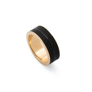 Stainless St. IP Rose Gold with Black Mesh Ring - Mimmic Fashion Jewelry