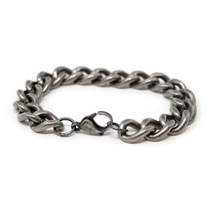 Stainless Steel 12MM Oxidized Curb Chain Bracelet - Mimmic Fashion Jewelry