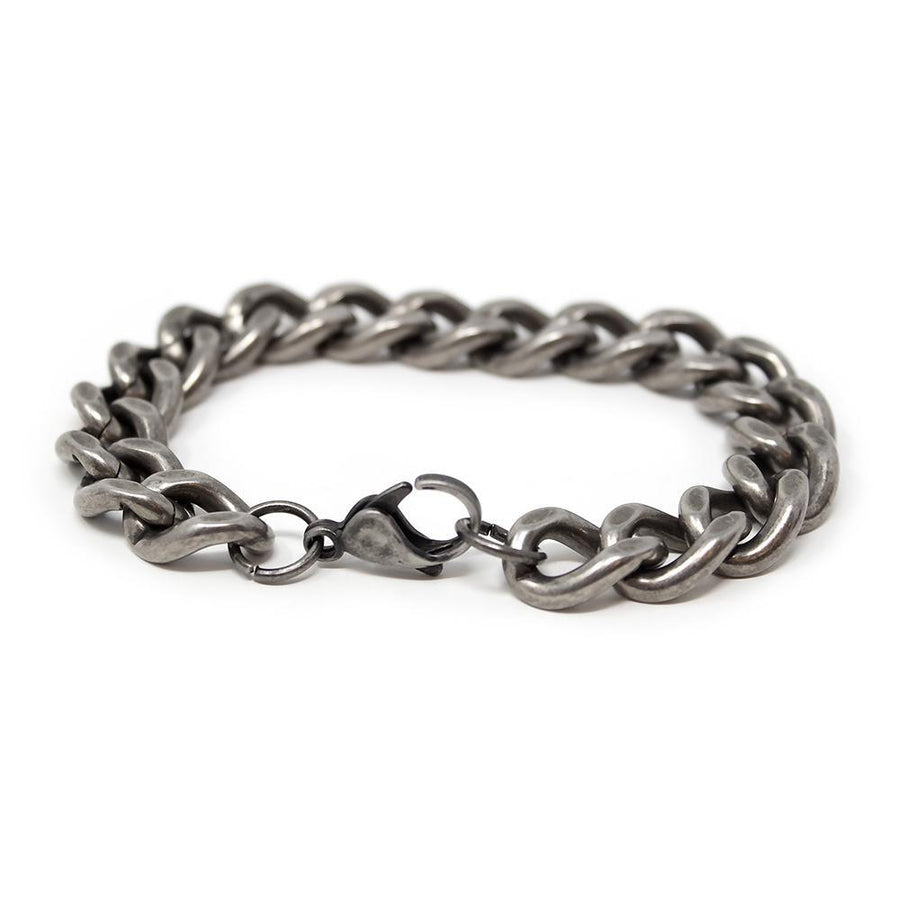 Stainless Steel 12MM Oxidized Curb Chain Bracelet - Mimmic Fashion Jewelry