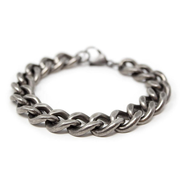 Stainless Steel 12MM Oxidized Curb Chain Bracelet