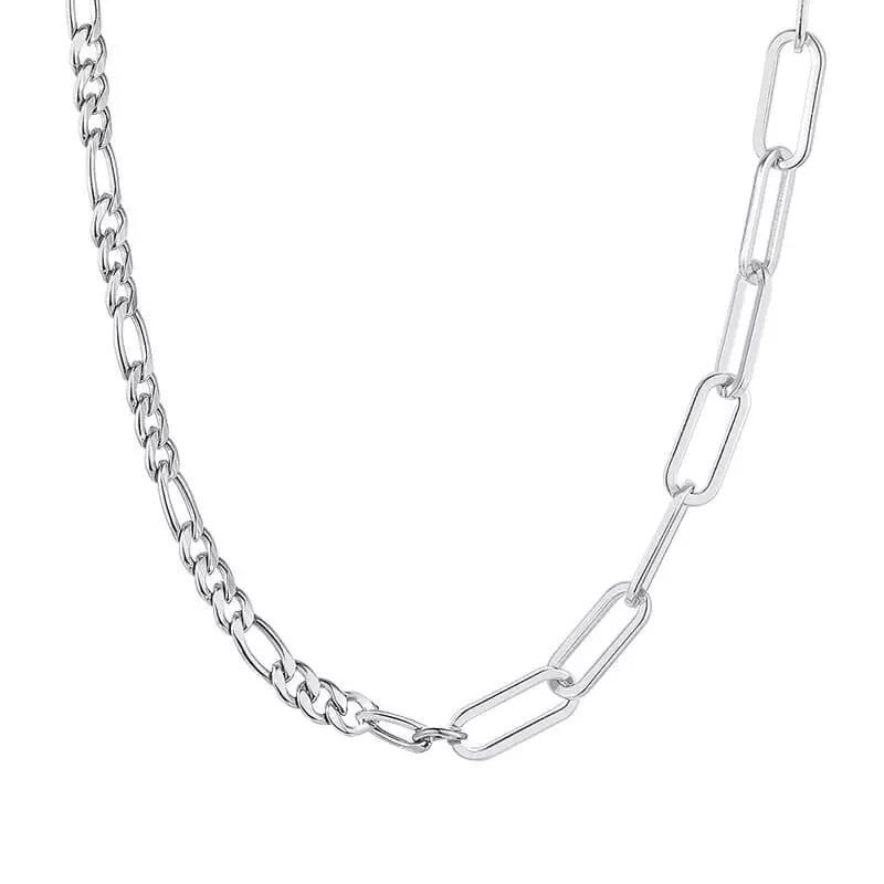Stainless Steel 18" PaperClip and Franco Chain Necklace