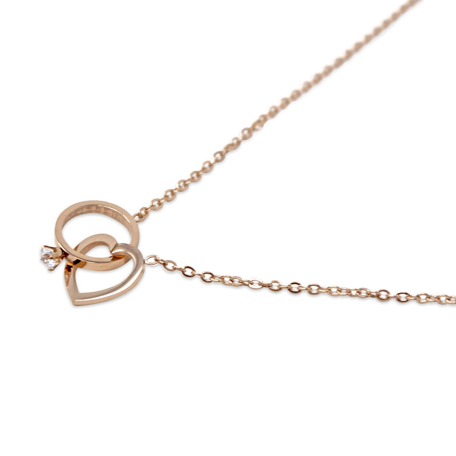 Stainless Steel 18K Rose Gold Plated Promise Necklace - Mimmic Fashion Jewelry