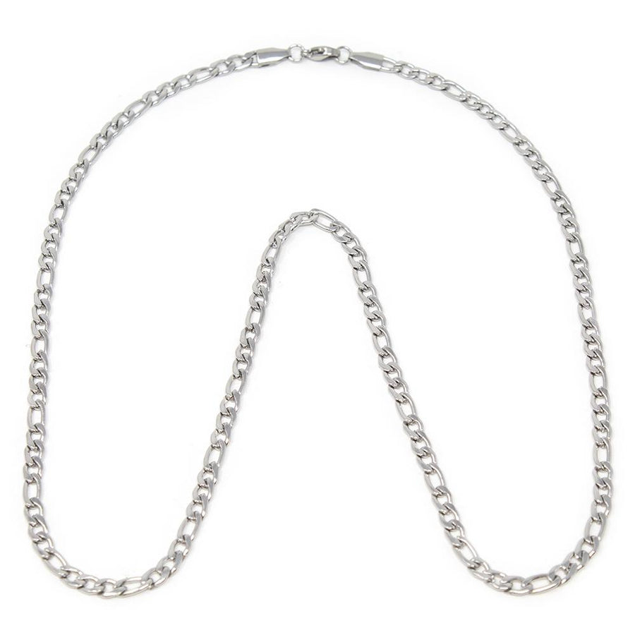 Stainless Steel 24 Inch Figaro Polished Chain - Mimmic Fashion Jewelry