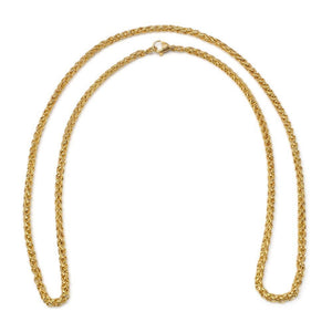 Stainless Steel 24 Inch Gold Ion Plated Round Wheat Polished Chain - Mimmic Fashion Jewelry