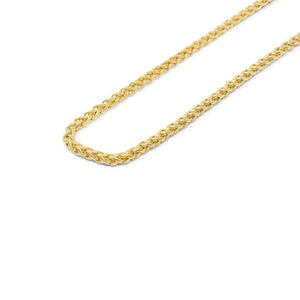 Stainless Steel 24 Inch Gold Ion Plated Round Wheat Polished Chain - Mimmic Fashion Jewelry