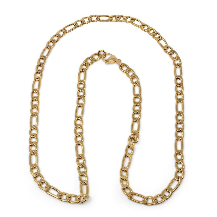 Stainless Steel 24 Inch PVD Gold Figaro Polished Chain 6mm - Mimmic Fashion Jewelry