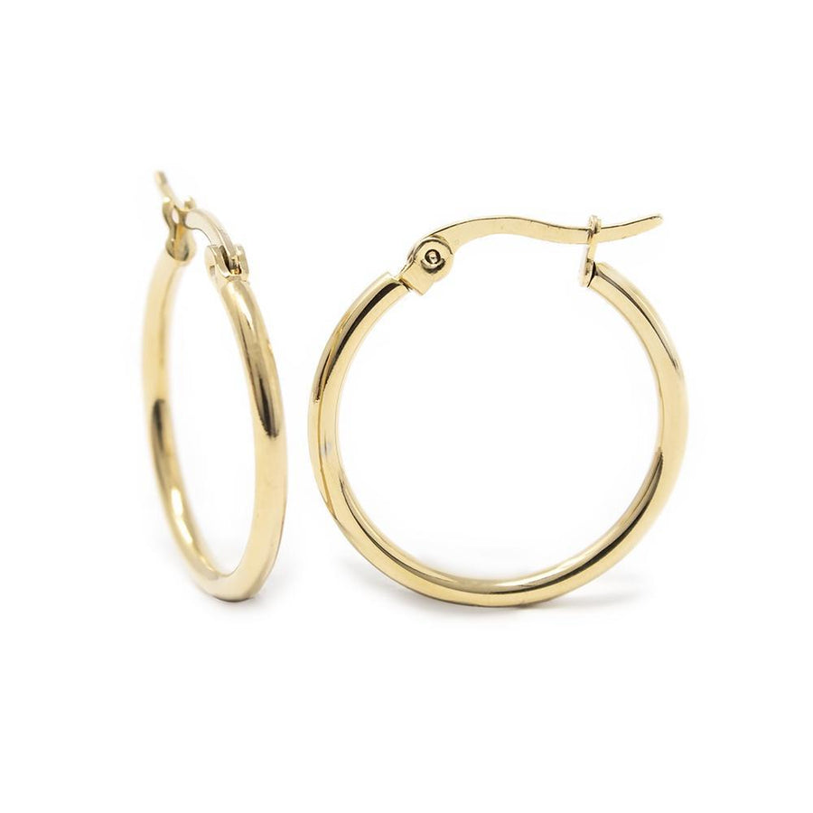 Stainless Steel 25MM Hoop Earrings Gold Plated - Mimmic Fashion Jewelry