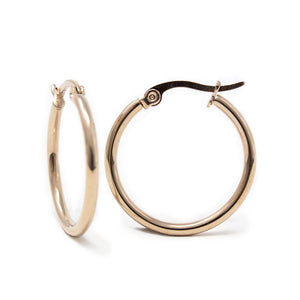 Stainless Steel 25MM Hoop Earrings Rose Gold Plated - Mimmic Fashion Jewelry