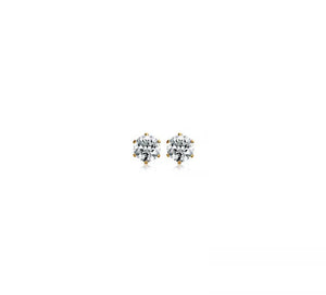 Stainless Steel 3MM CZ Round Stud Earrings Gold Plated