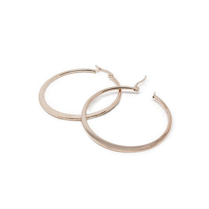 Stainless Steel 40MM Flat Hoop Earrings Rose Gold Plated - Mimmic Fashion Jewelry